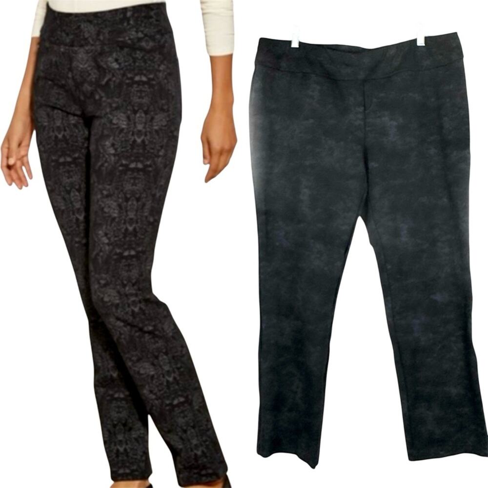 Soft Surroundings Laurel Thick Ponte Pants Black Marbled Straight Leg Stretch 1X